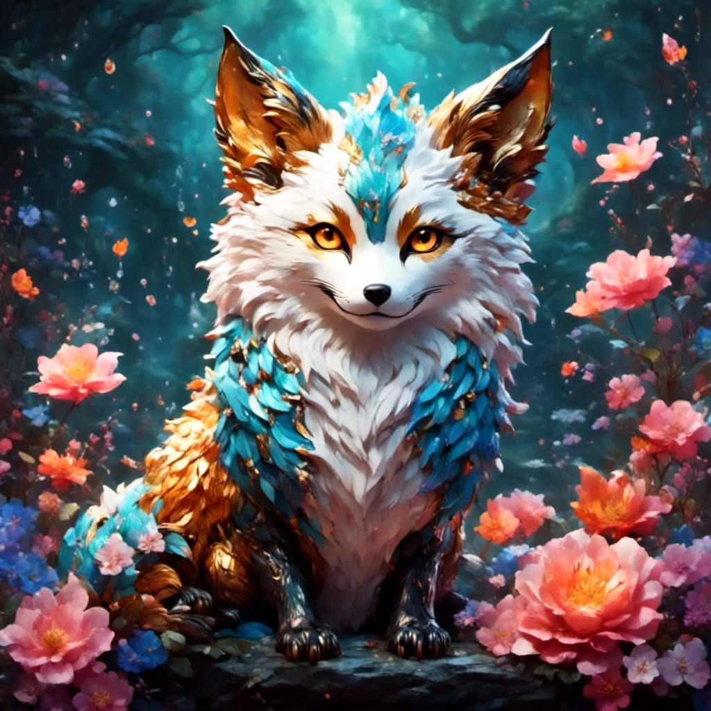 Enigmatic Kitsune with Strong Expression in Pastel Colors