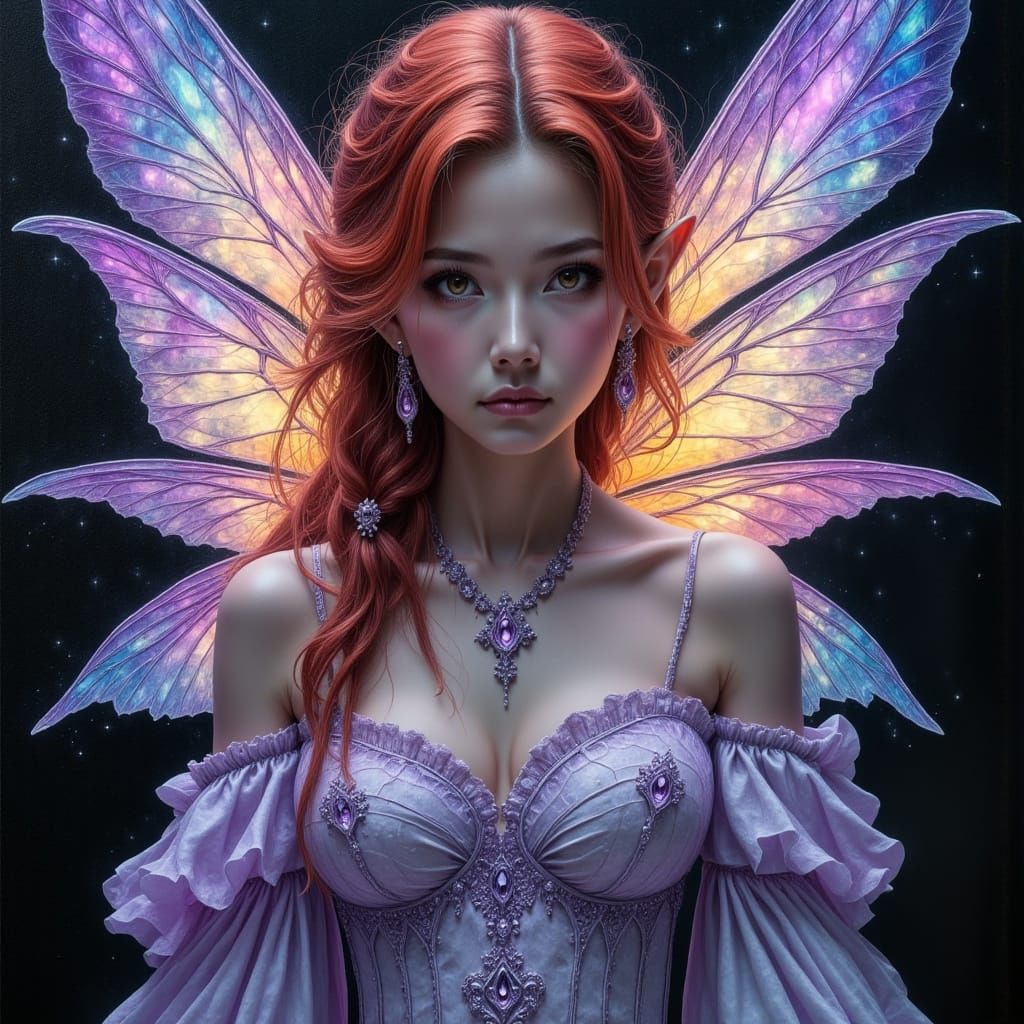 Ethereal Fairy in Dark Fantasy Oil Painting