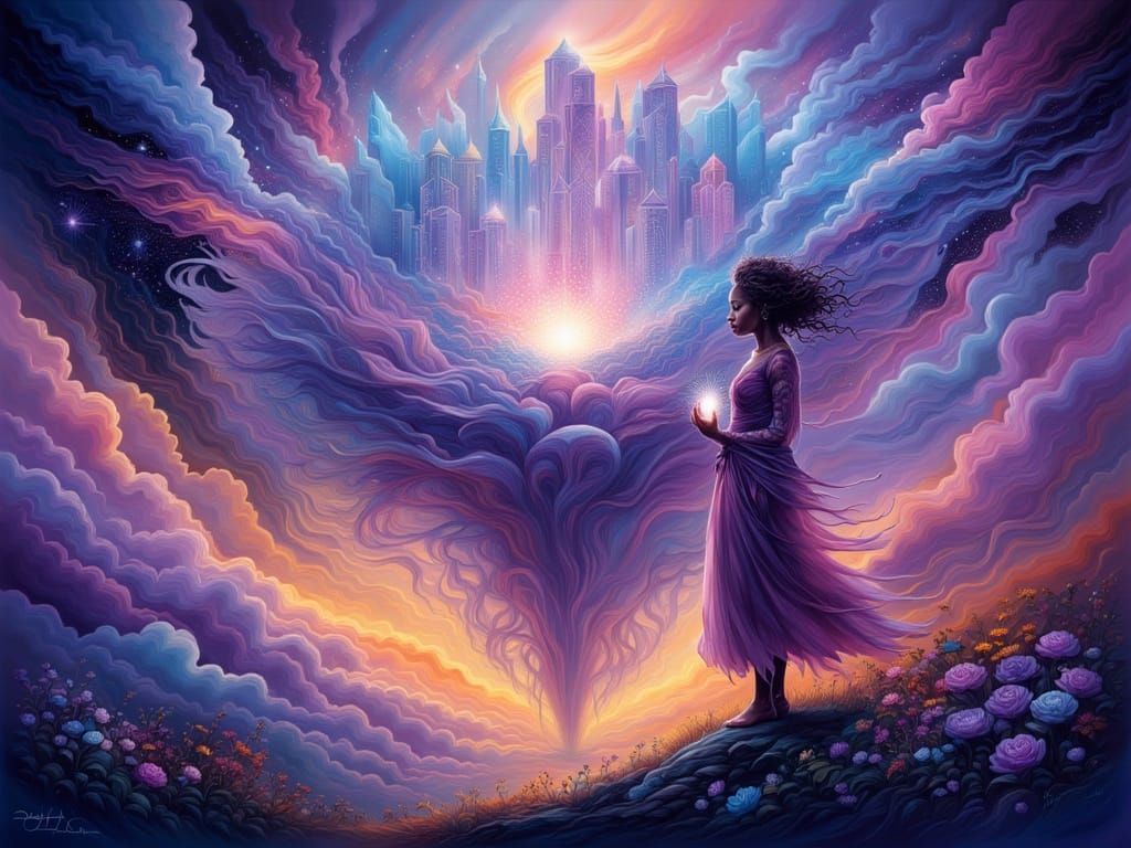 Girl Channels Energy to Colossal Crystal Flower