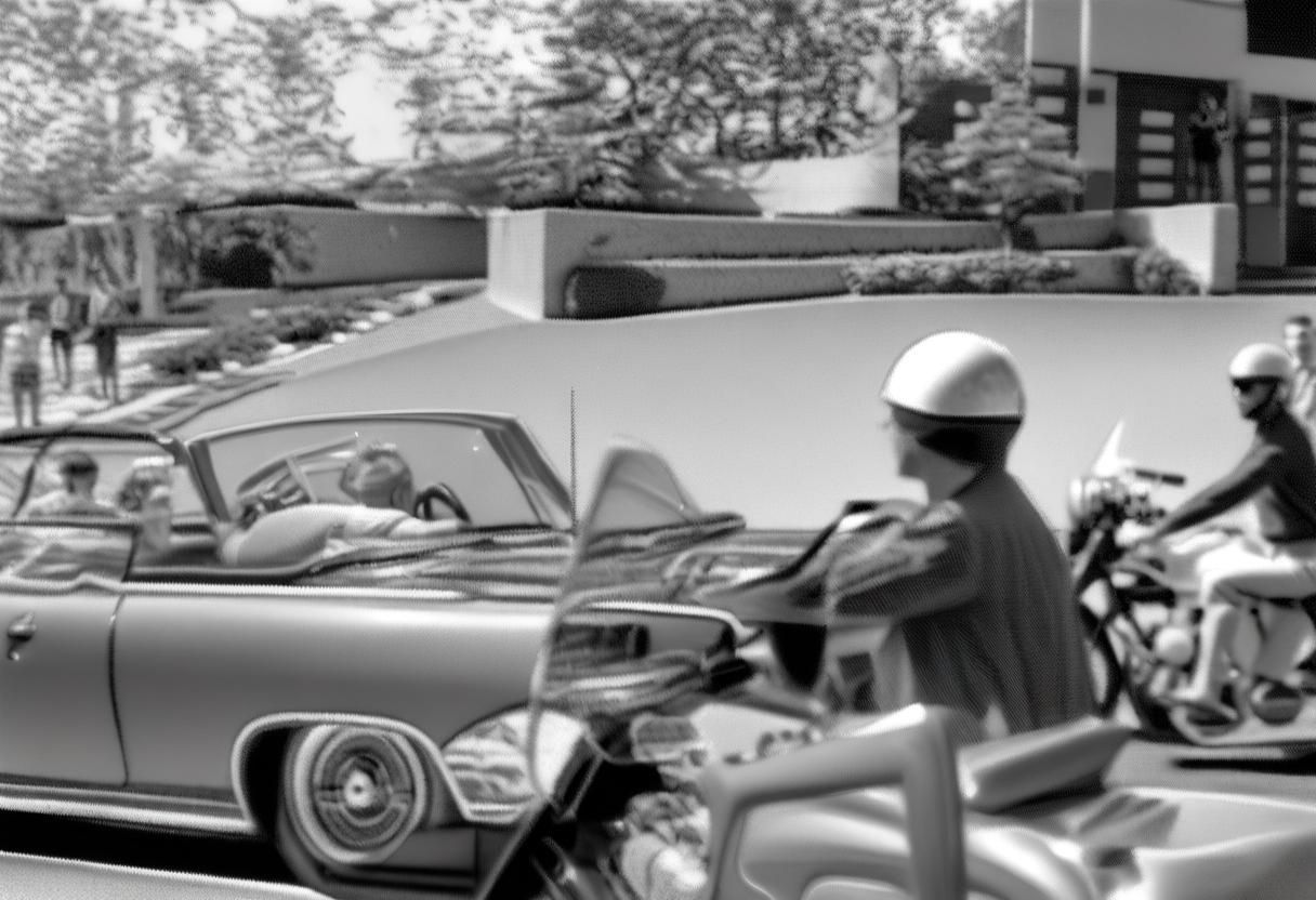 1960s Black and White Photo of Convertible Car
