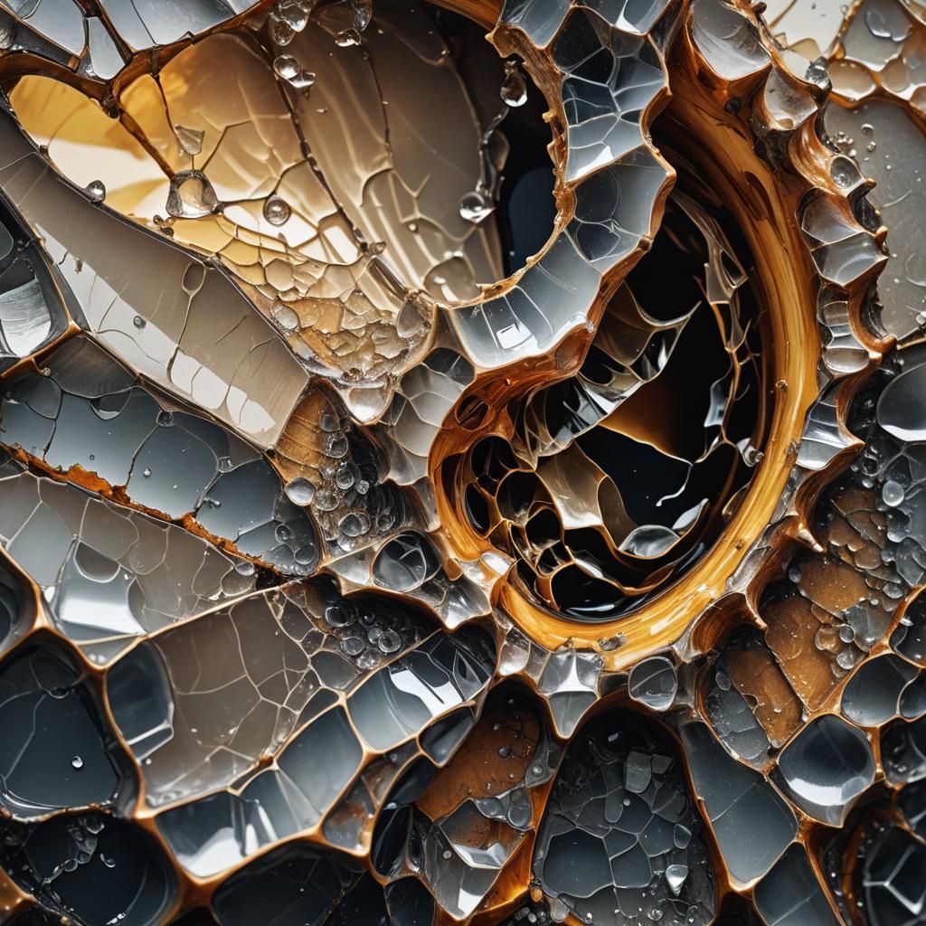 Hyperrealistic Macro Photo of Fragmented Horn Surface