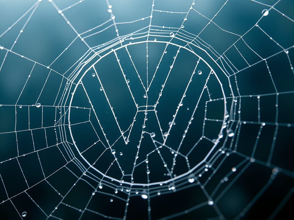 Spiderweb Logo Macro Photo in Cinematic Style