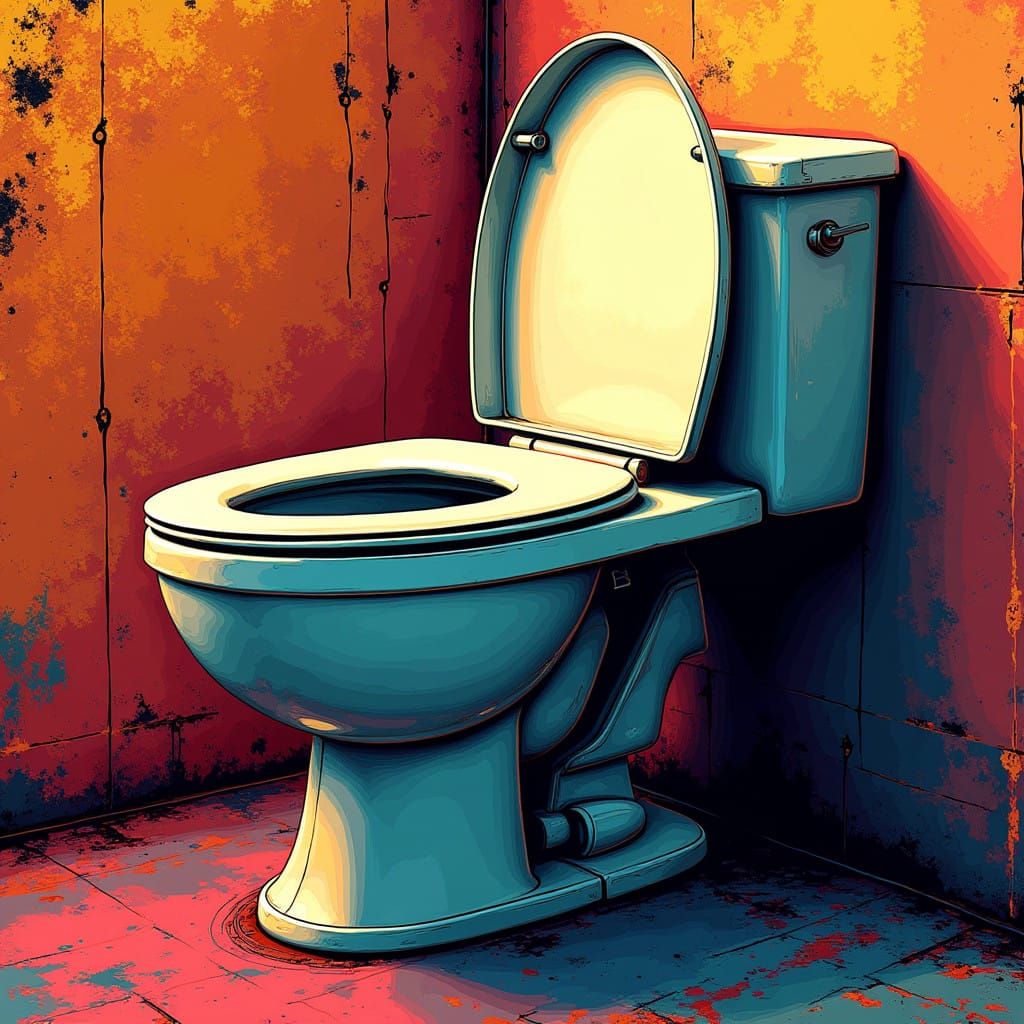 Retro-Futuristic Toilet with Bold Contrasting Background