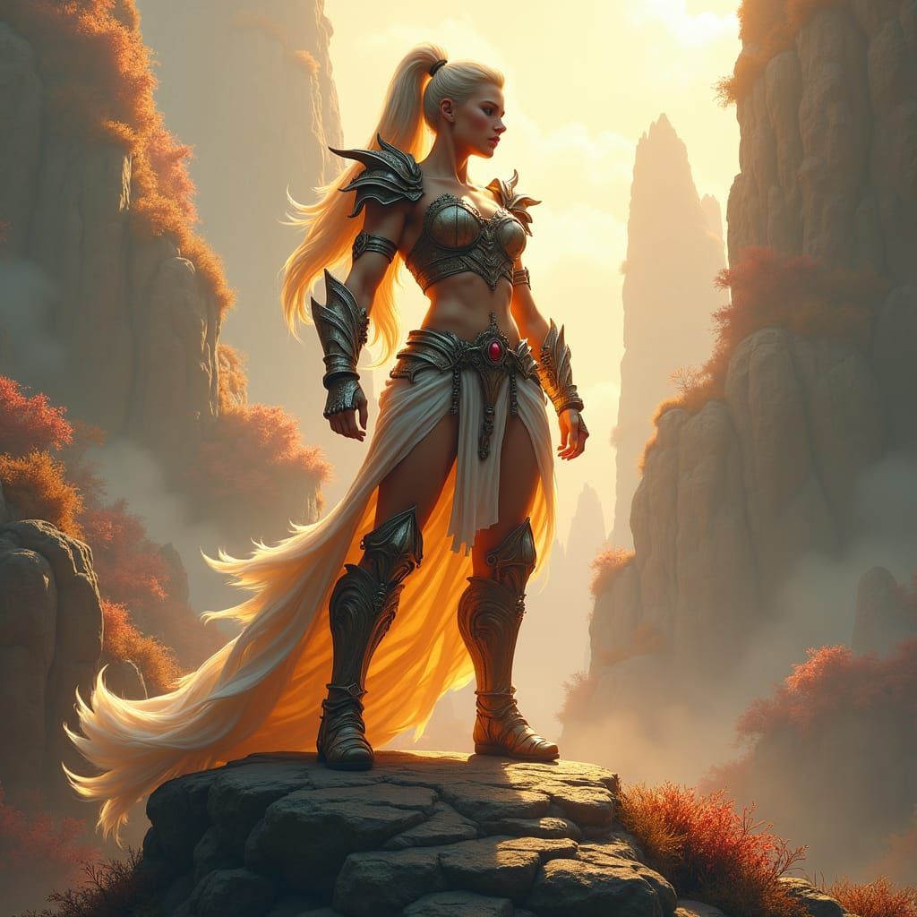 Heroic Muscular Woman in Ornate Armor Concept Art