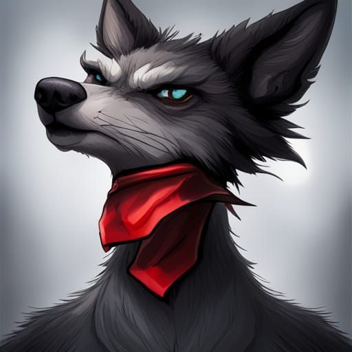Furry Anthro Wolf Portrait in Detailed Digital Art