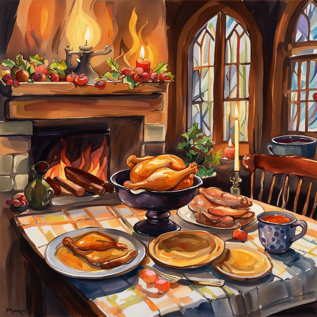 Cozy Christmas Feast in High Gothic Style