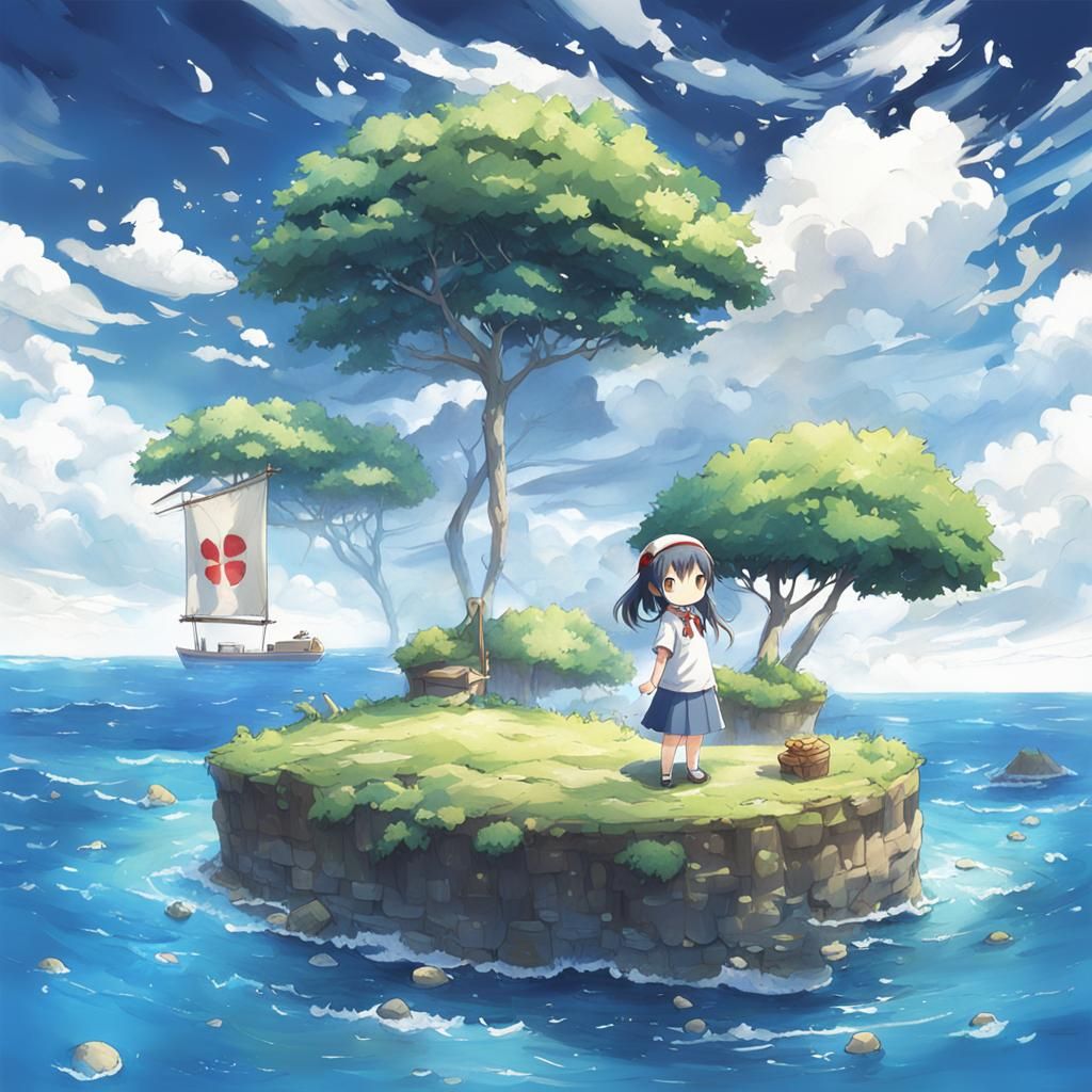 Anime Girl on Island, Armless Character