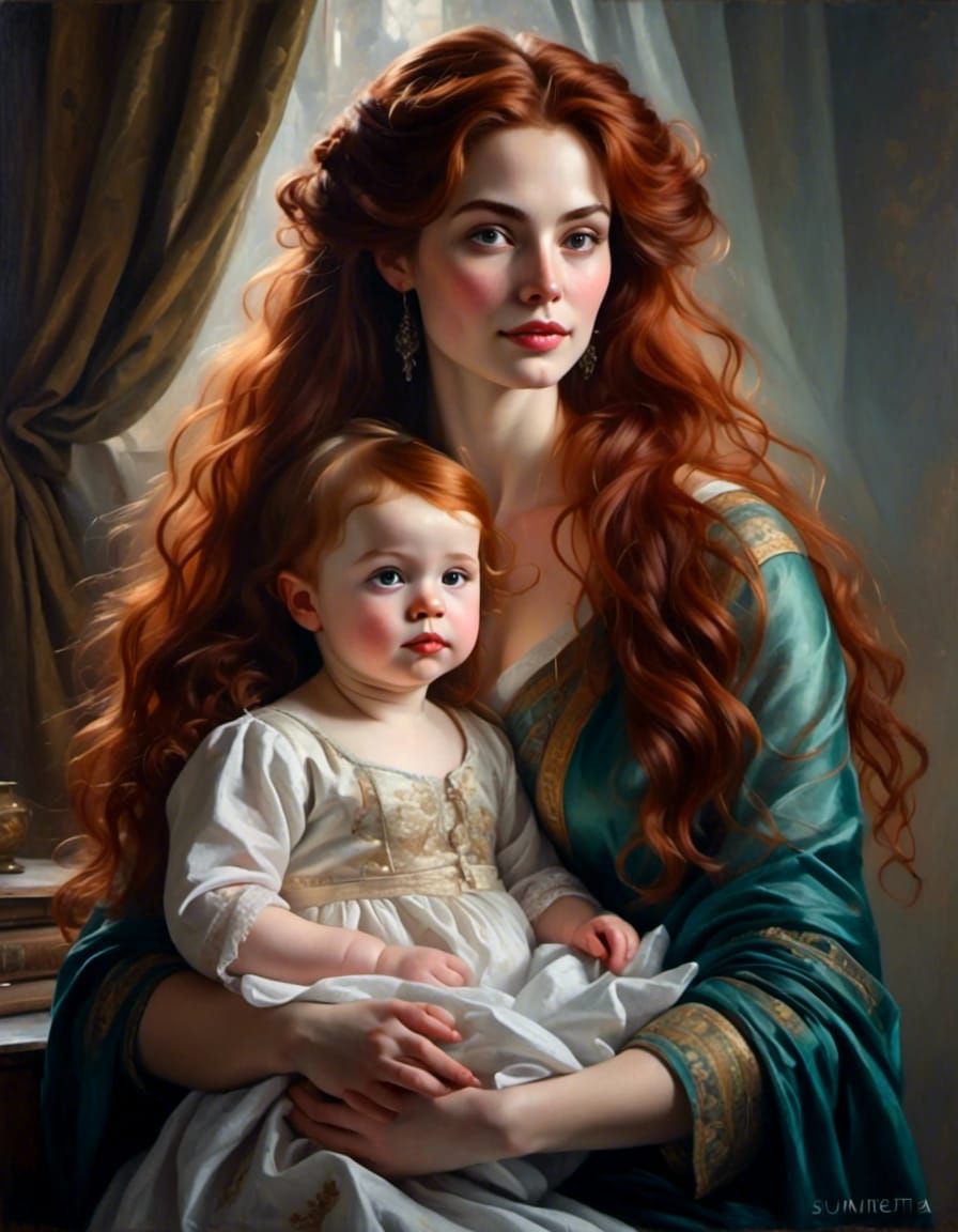 Woman with Baby: Mystical Fantasy Portrait
