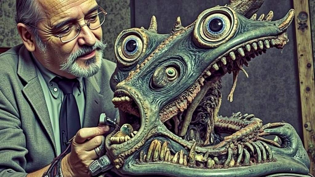 Cryptid Taxidermist's Gothic Workshop: A Digital Painting