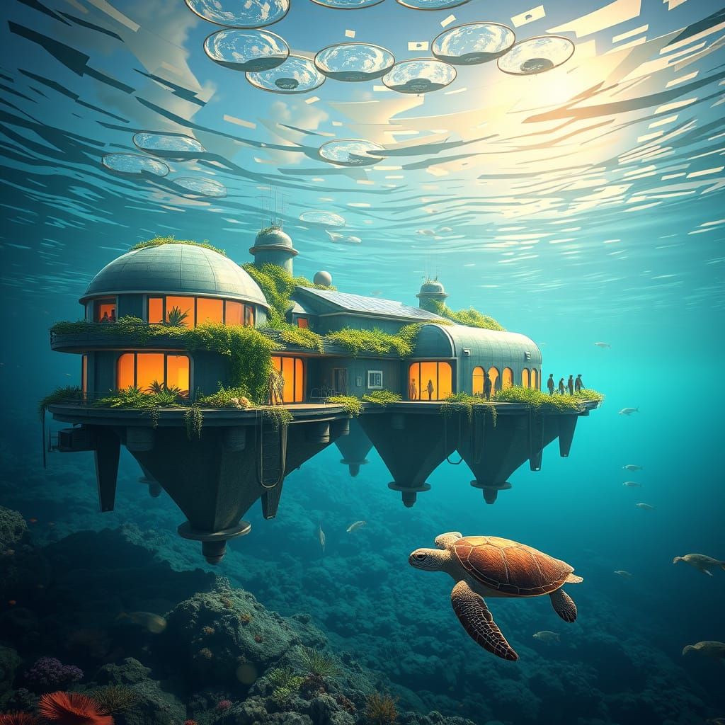 Sustainable Floating City in Coral Reef Sanctuary
