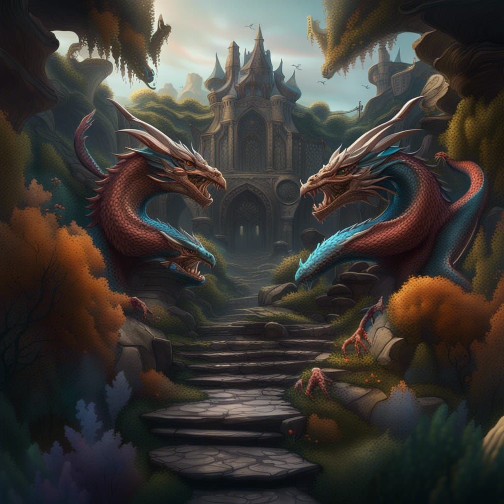 Dragons Embrace: Detailed Fantasy Concept Art