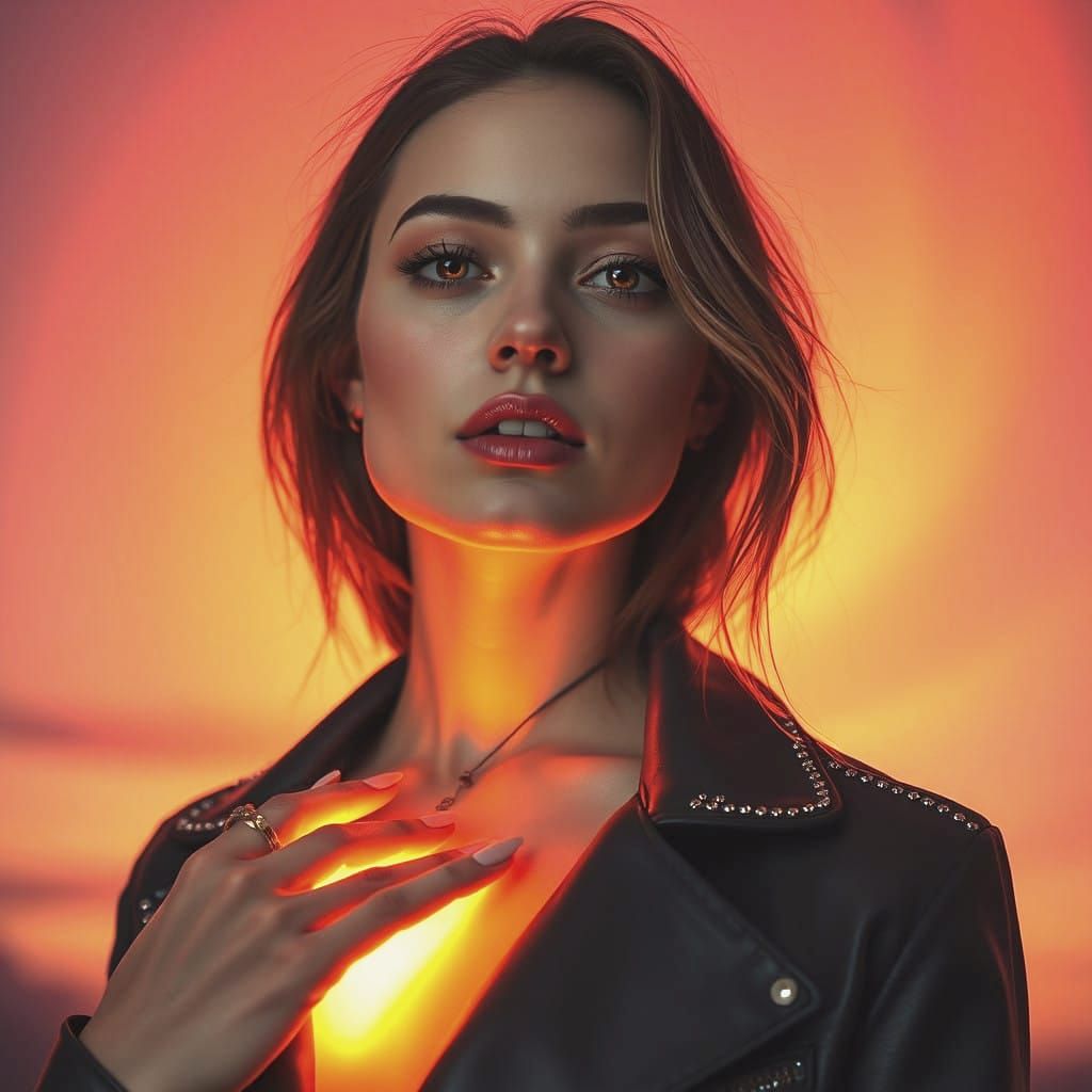 Ethereal Goddess Radiates Vibrant Light in the Night