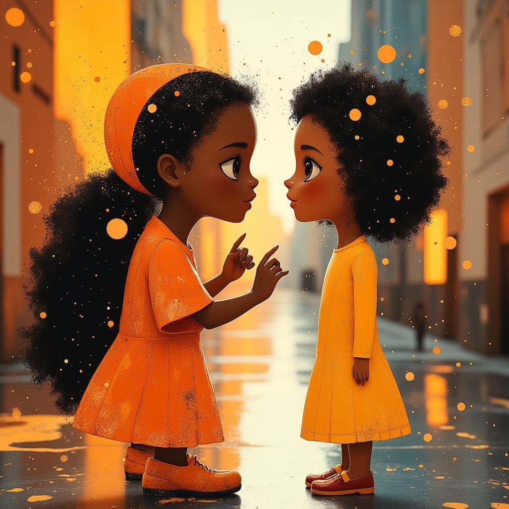 Joyful Black Teen Girl Forms Sign in Vibrant American Sign L...