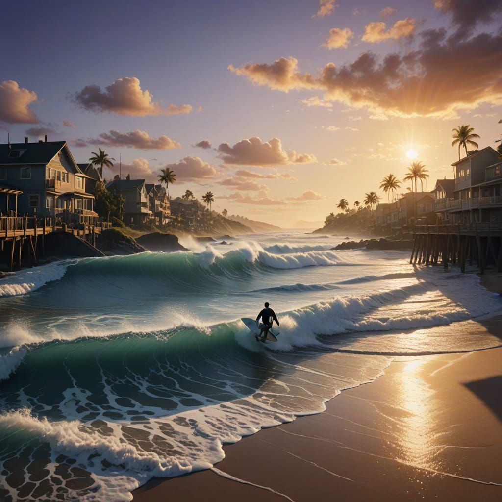 Cinematic Surf Paradise at Golden Hour