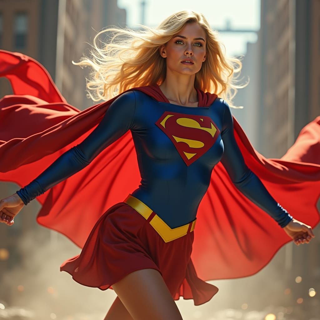 Hyper-Detailed Supergirl in Pin-Up Style