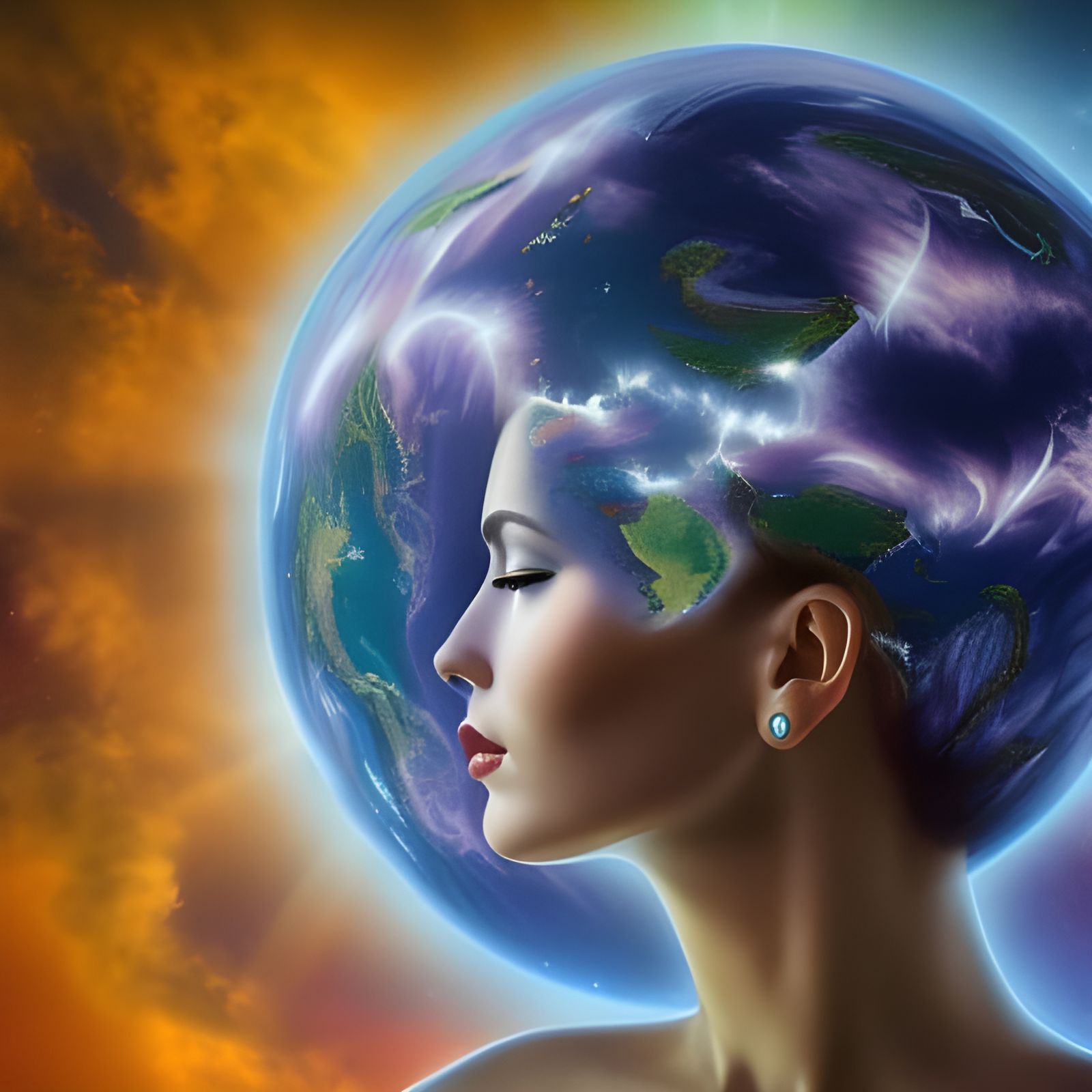 Goddess of Planet Earth in Surreal Style