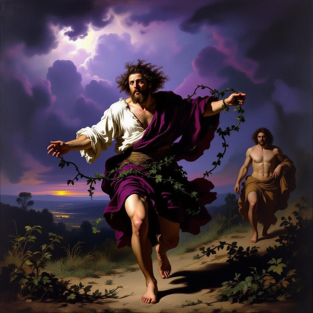 Baroque Allegory: Mad King Flees Tangled Vines