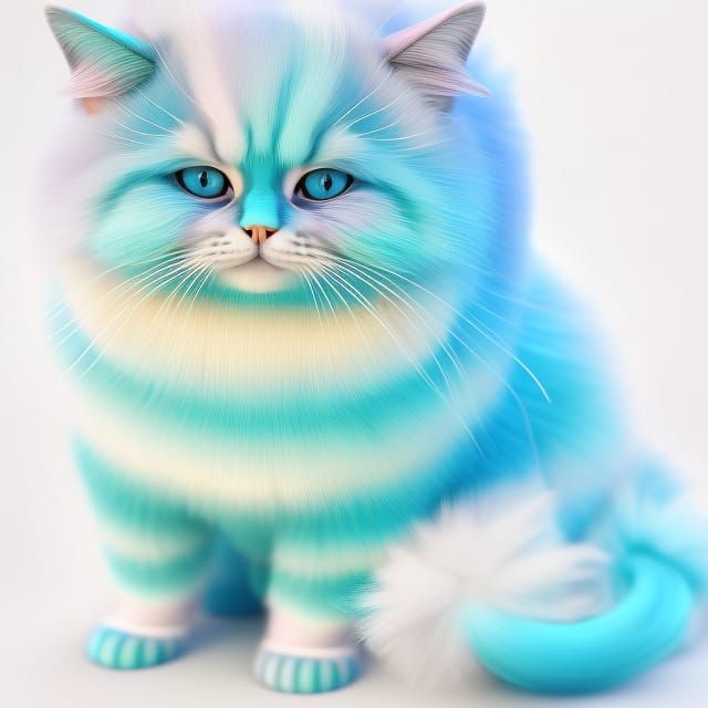 Fluffy Blue Striped Kitten: Photorealistic Digital Art