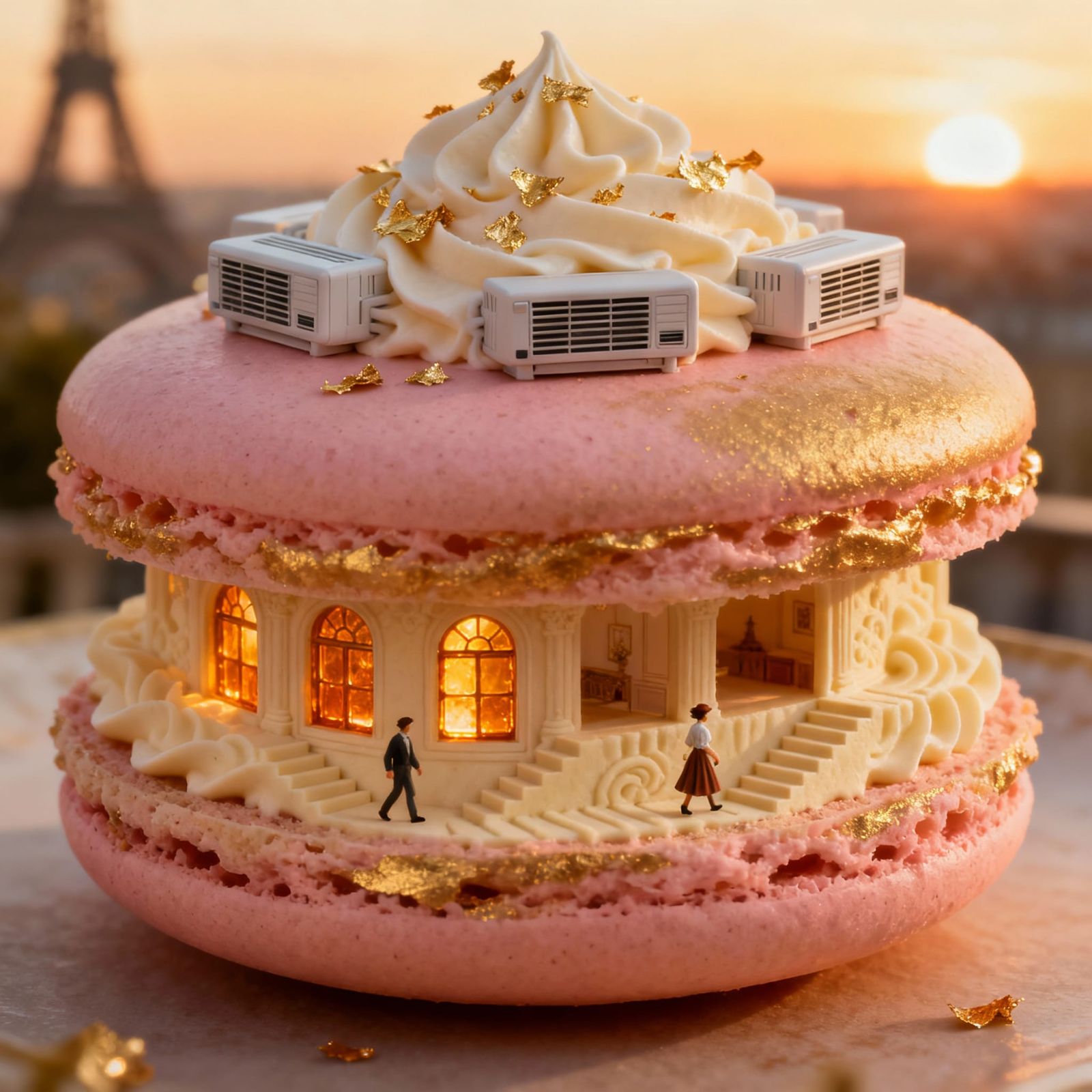 Macaron Miniature City at Golden Hour