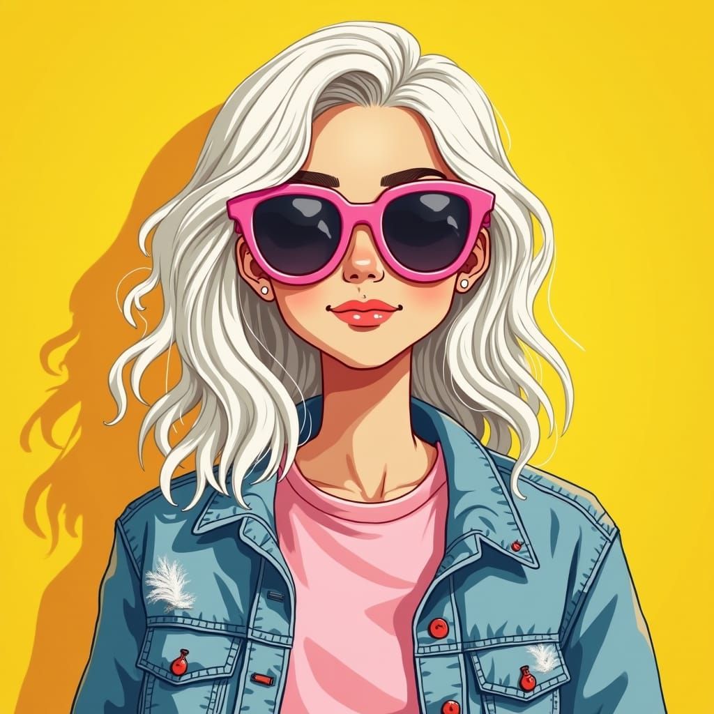 Young Woman with White Hair and Sunglasses