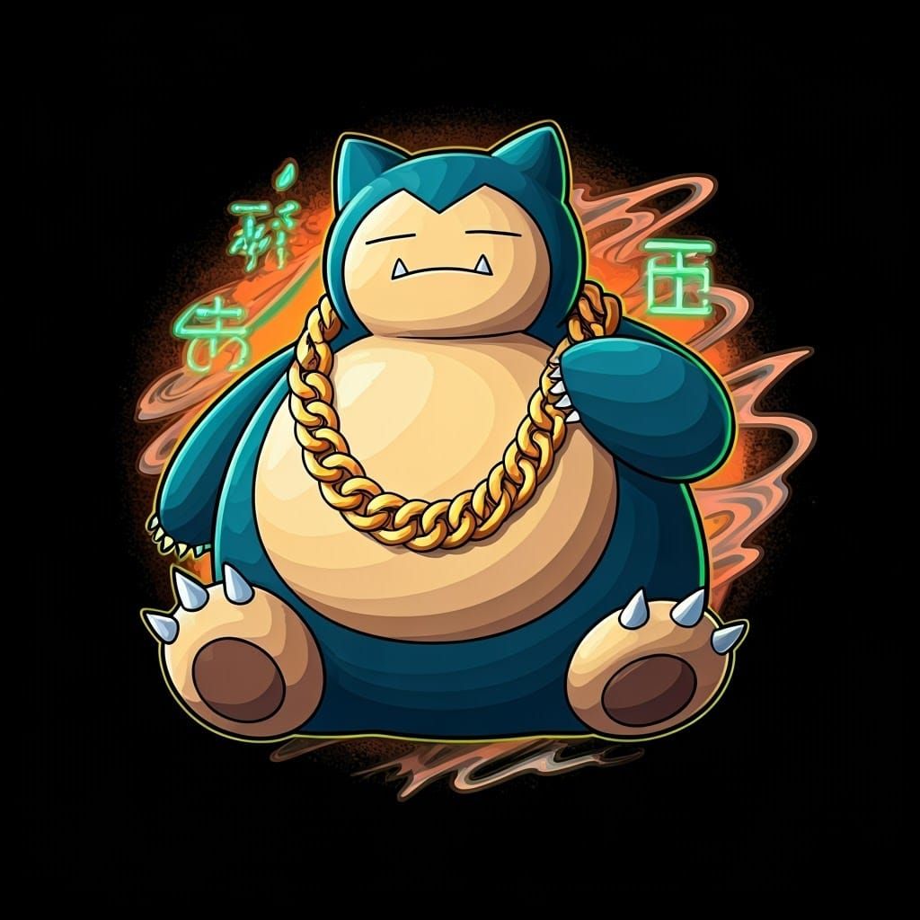 Snorlax Pokémon in Anime Style with Smoke
