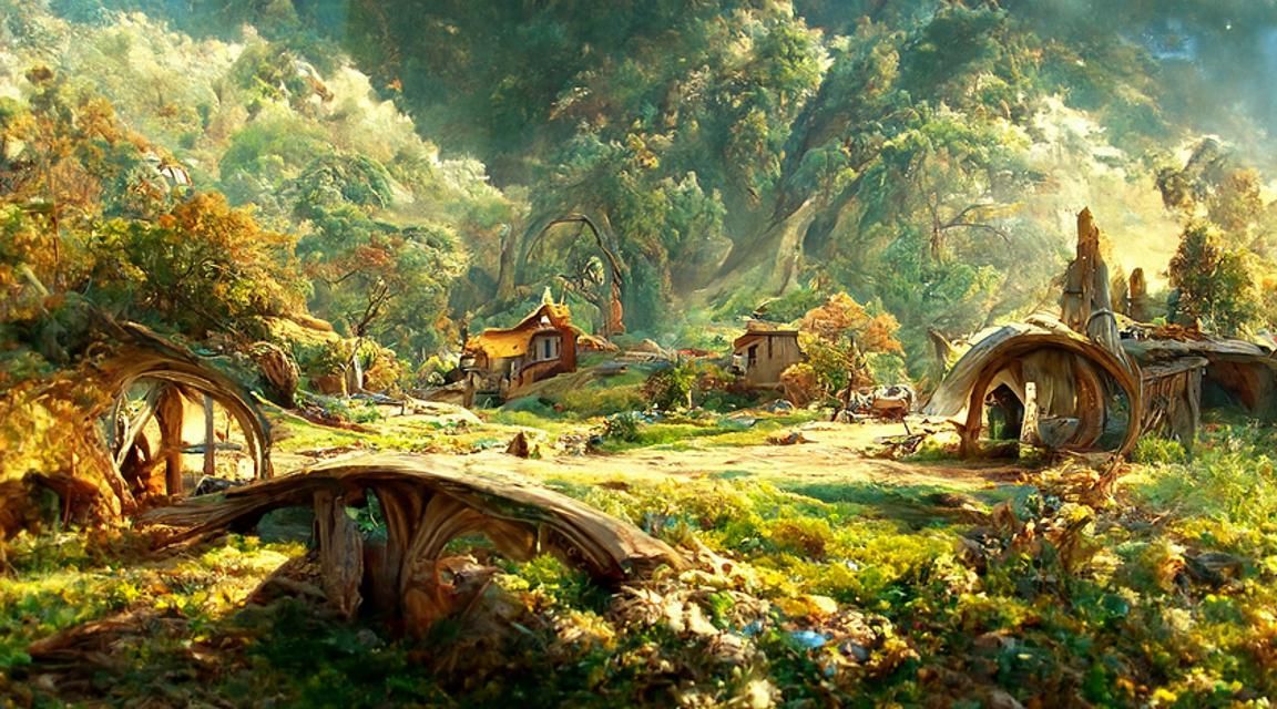 Hobbiton in The Shire: An Oil Painting Landscape