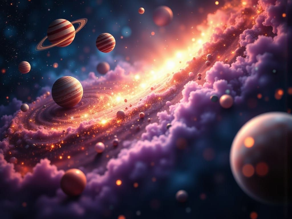 The Solar System in Cinematic 3D Style