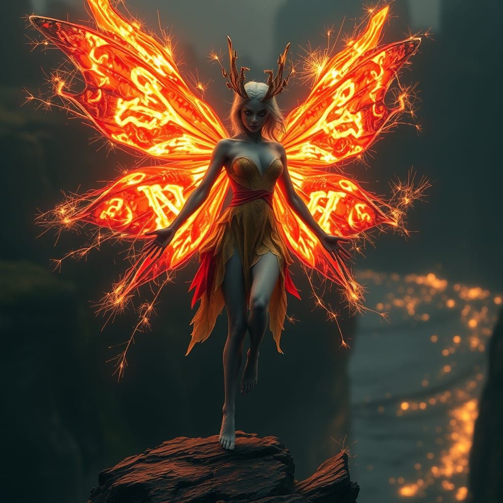 Fiery Fairy with Cursive Font Lettering
