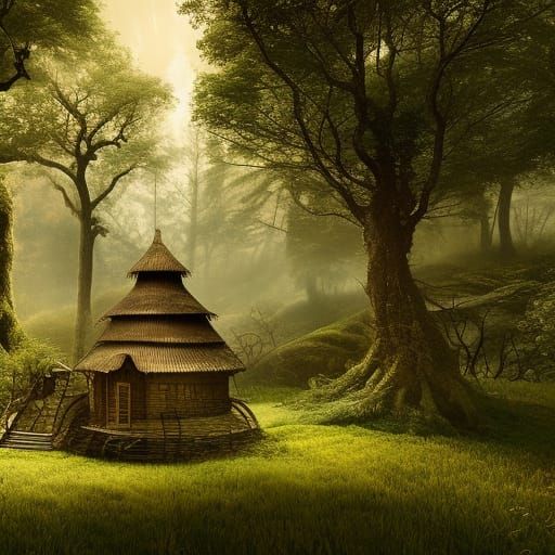 Round House in Forest: Epic Cinematic Digital Art