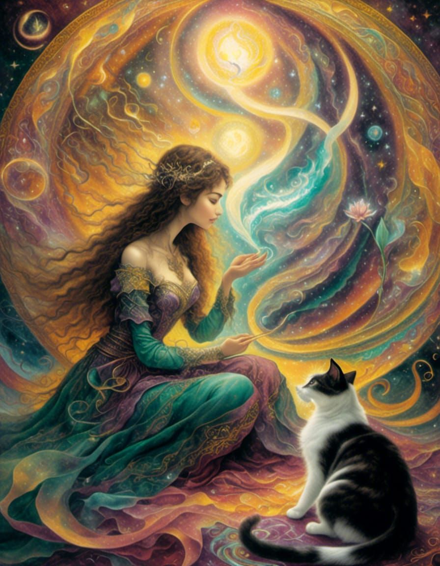 She tried to impress the cat with spells of wonder... he still preferred the can opener trick