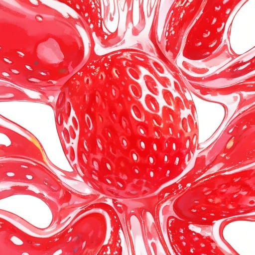 Vibrant Abstract Melting Strawberry in Fine Details