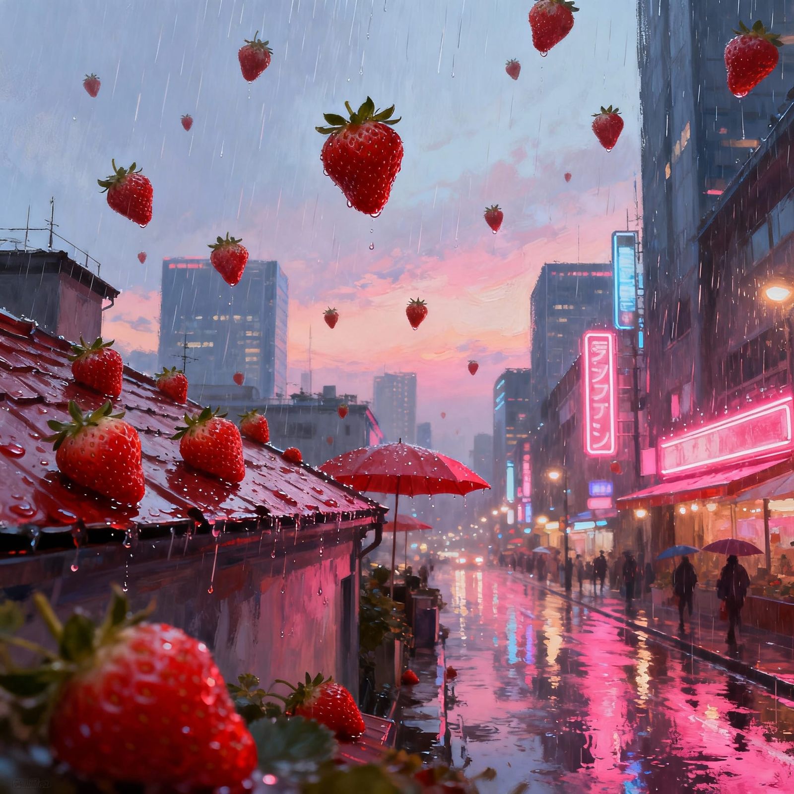 The strawberries rain