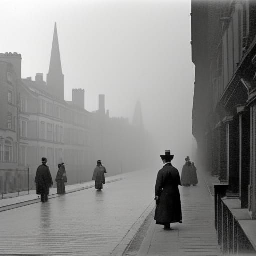 1880s misty London street