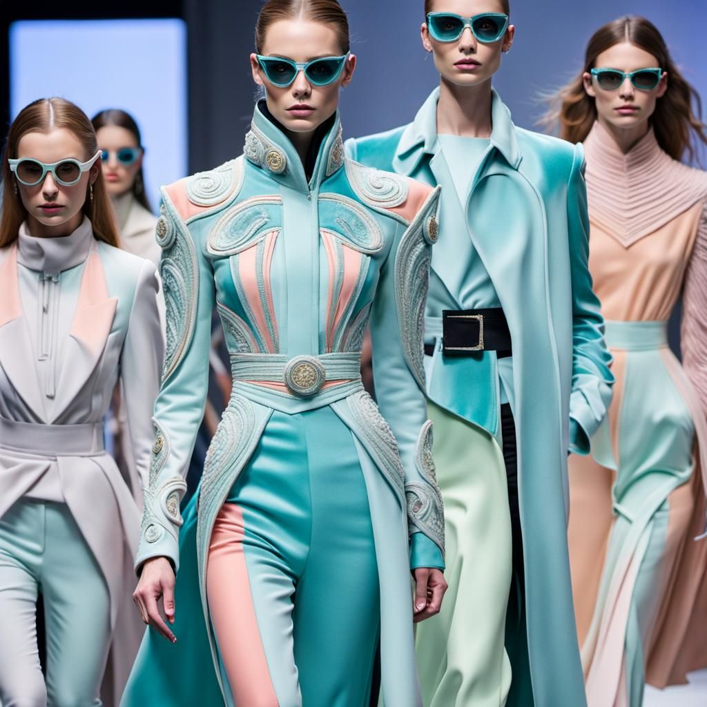 Futuristic Silk and Velvet Costumes on Catwalk