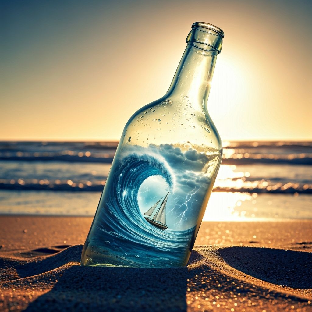 Miniature Stormy Sea Inside a Bottle