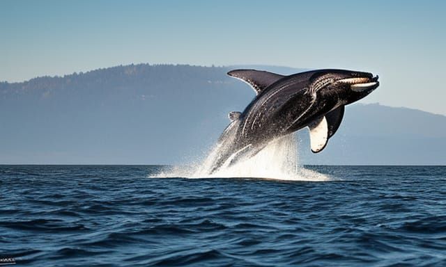 Humpback Whale Leaps: Watercolor Art in 4K