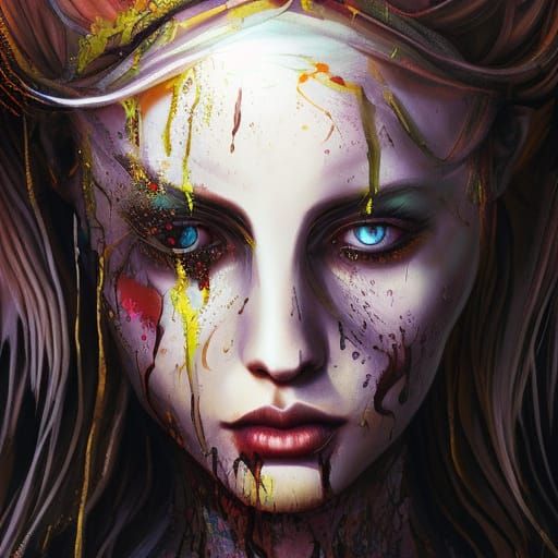 Hyperrealistic Souls in Colorful Splash Art