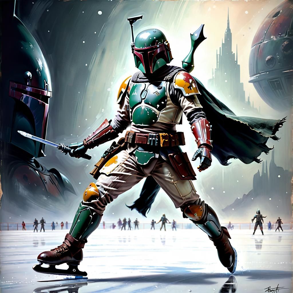 A figure skating Boba Fett. Well, bounty hunters need some downtime too 😂
