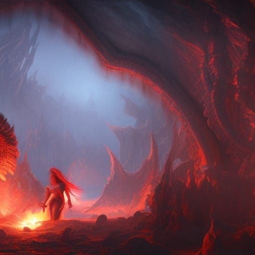 Infernal Birth: A Hellish Matte Painting