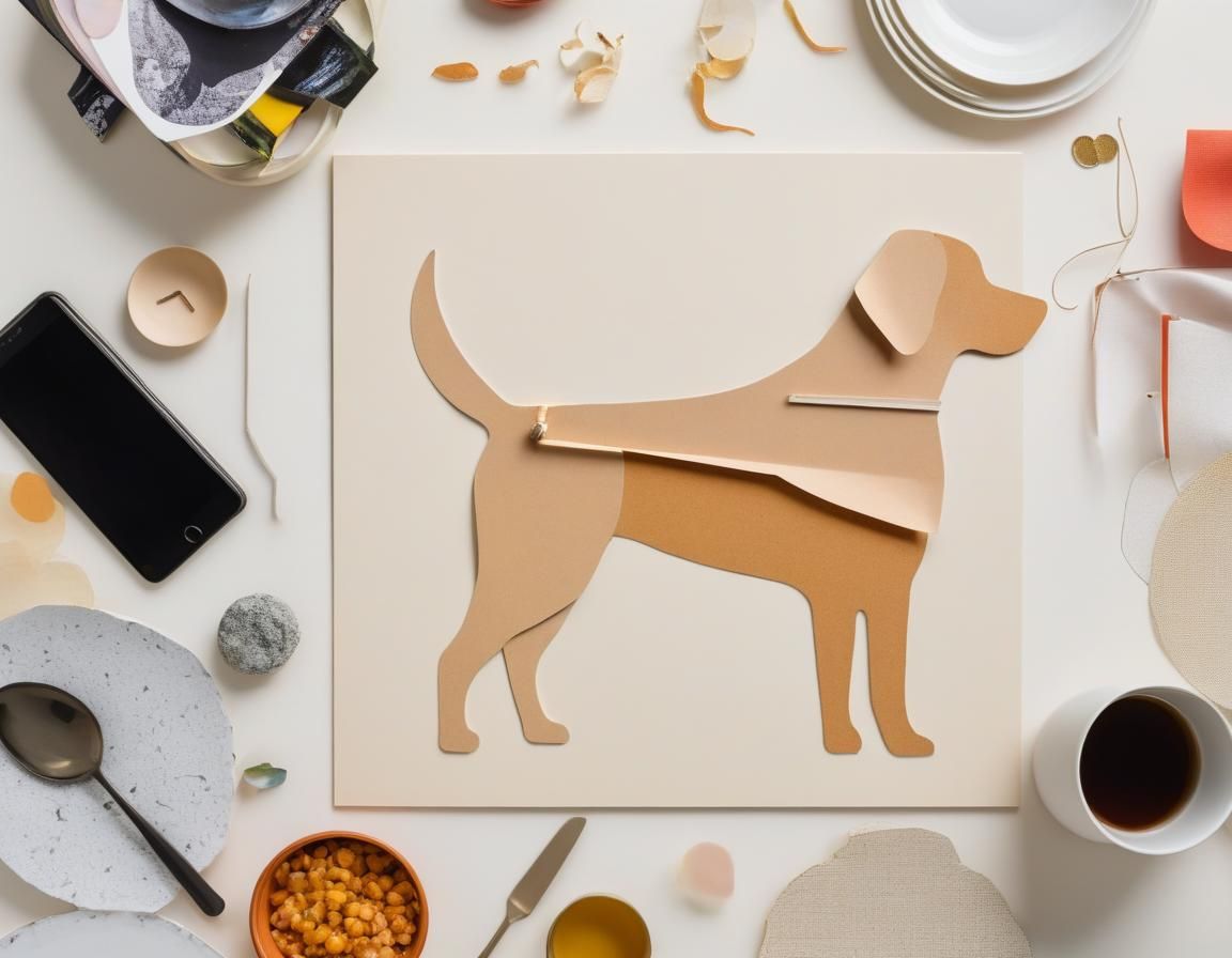Dog-Shaped Mixed Media Collage with Magazine Clippings