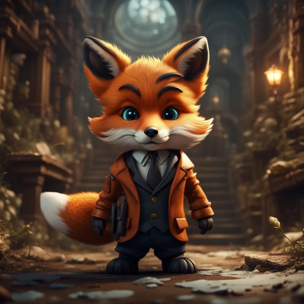 Fox Cub as Secret Agent: Fantasy Concept Art