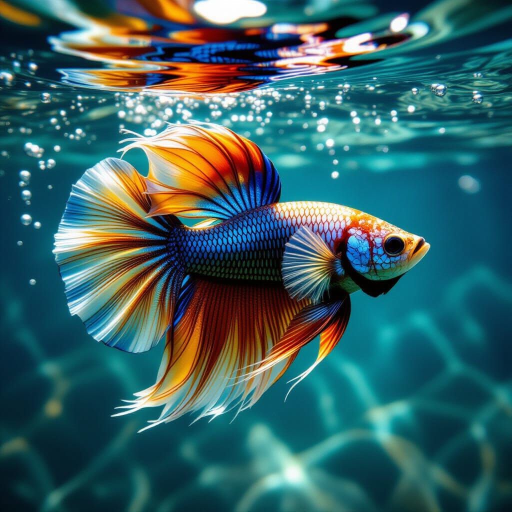 Majestic Betta Fish Underwater Photography