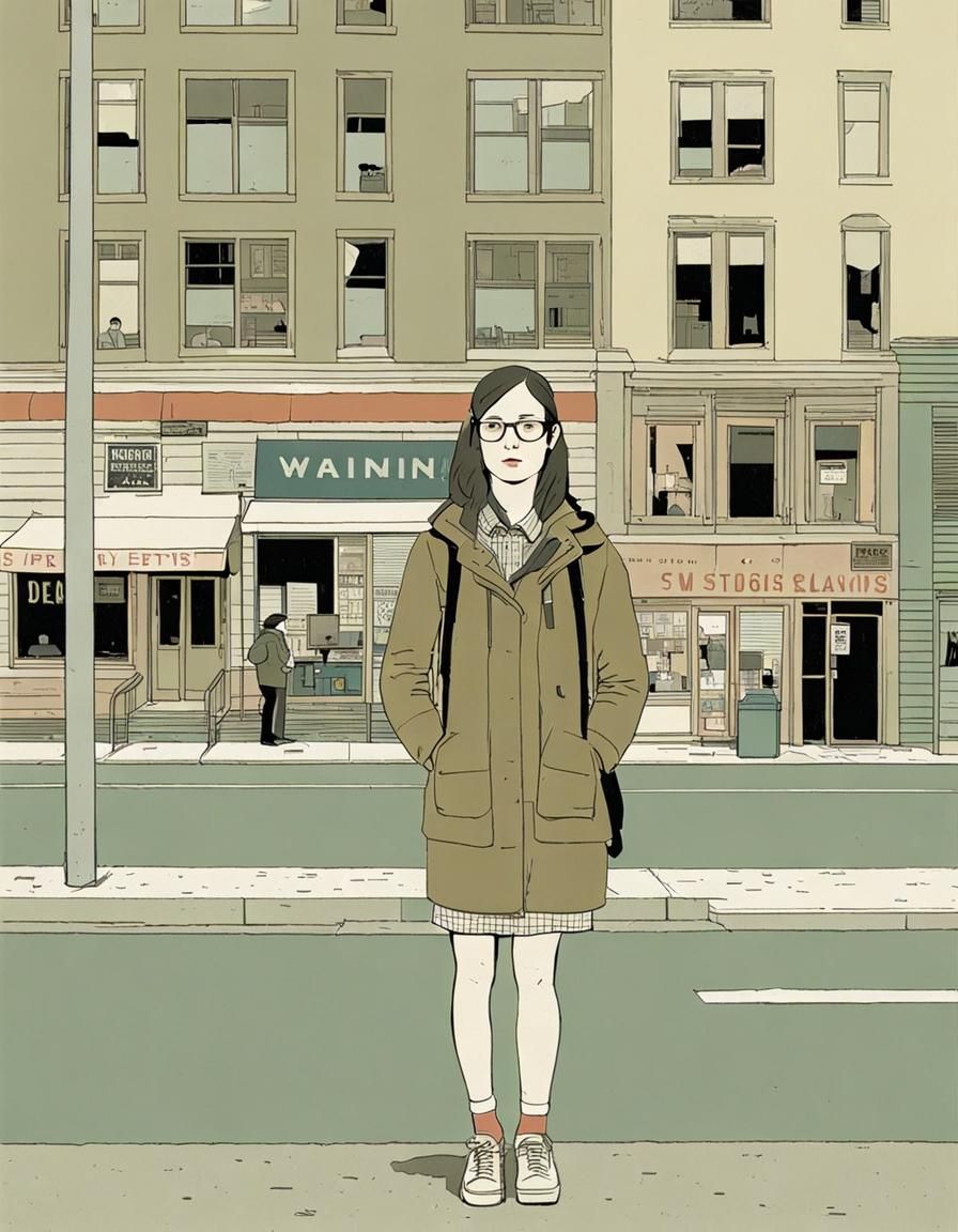 Solitary Woman: Portrait in Comic Art Style