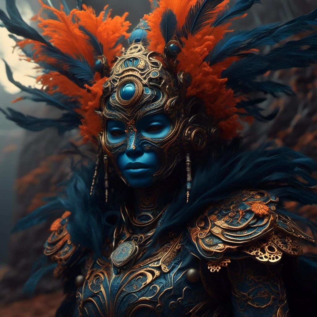 Steampunk Fantasy: Half-Masked Figure in Vivid Colors
