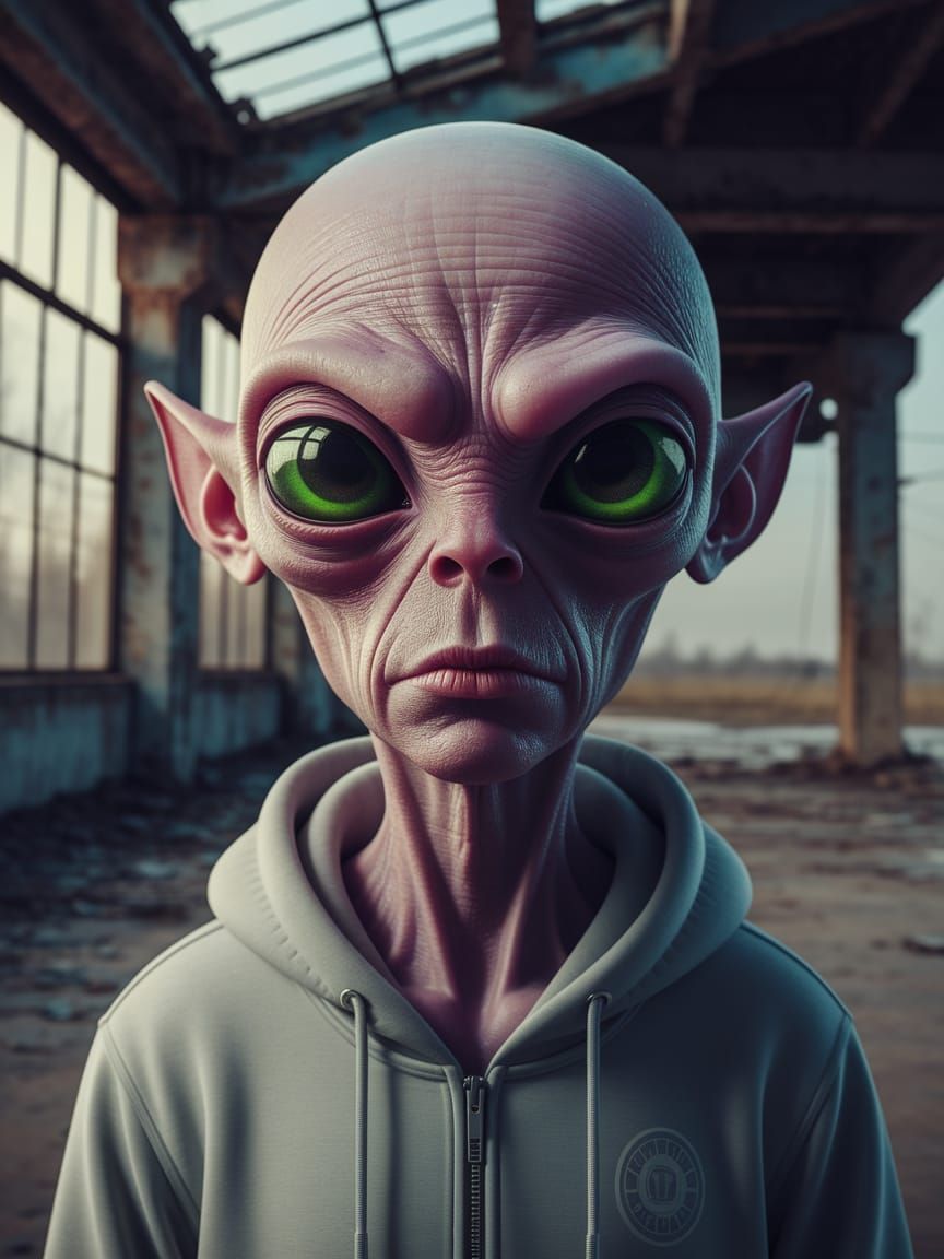 Hyperrealistic Alien Portrait in Dramatic Lighting