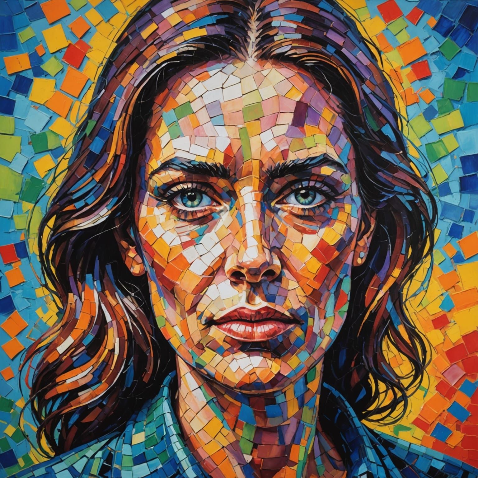 Vibrant Expressionist Portrait in Thick Impasto Layers