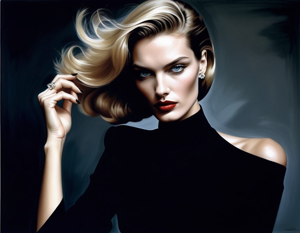 Sleek Modern Goddess in Cinematic Glow