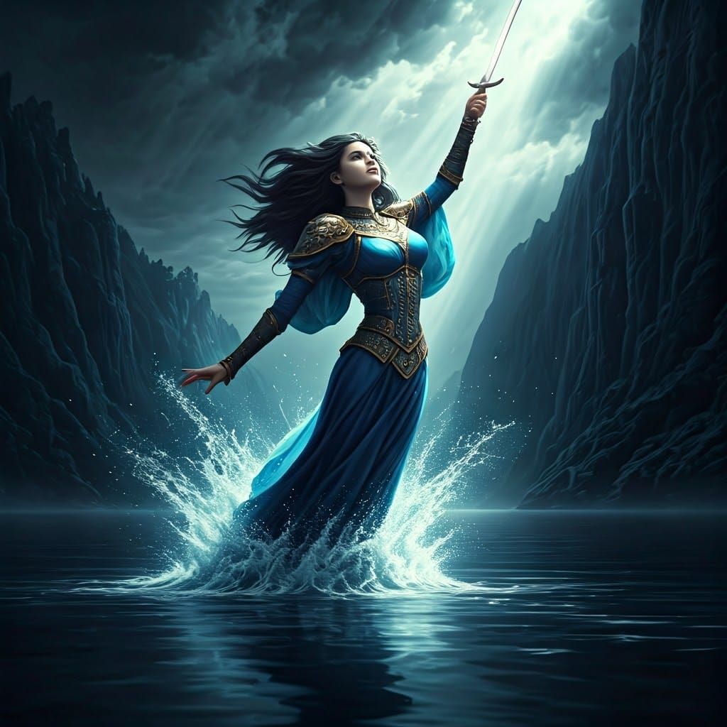 The Lady of the Lake with Excalibur in Splendid Detail