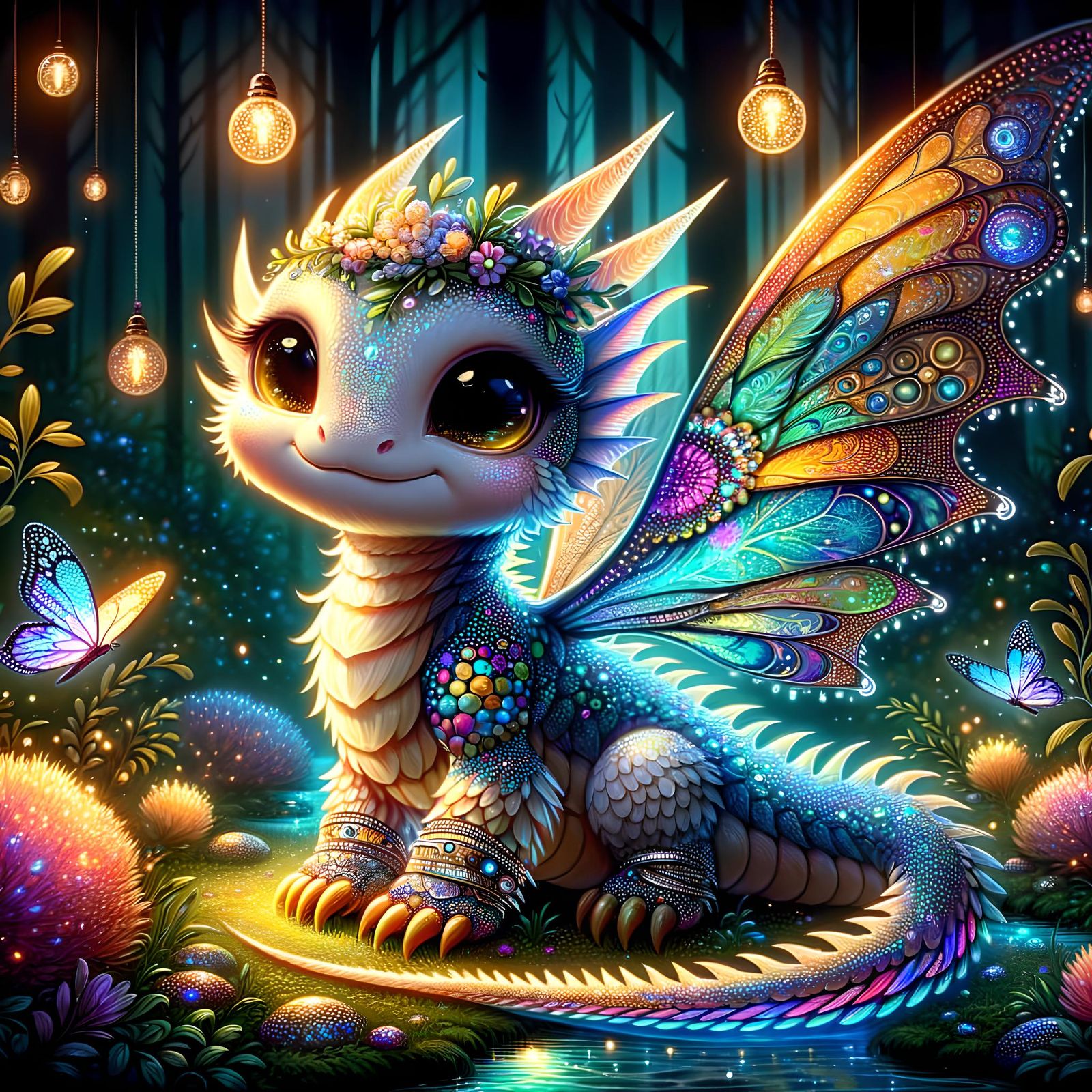 Enchanted Faerie Dragon in Magical Woodland