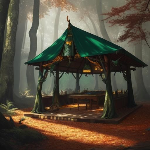 Sukkah in Forest: Detailed Matte Painting